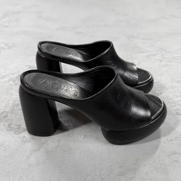 Aeyde Black Leather Platform Sandals Size EU 36, US 5 - Picture 5 of 8